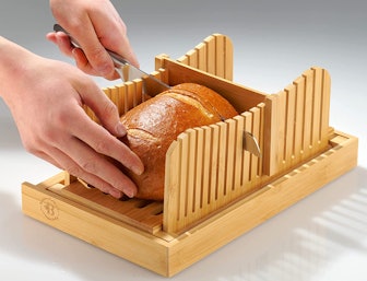 Bambusi Bamboo Bread Slicer Cutting Guide with Knife