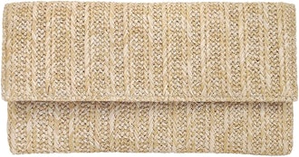 a woven straw clutch that's perfect for beach weddings