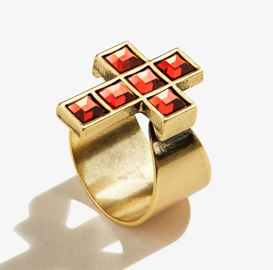 Crystal Cross Cocktail Ring