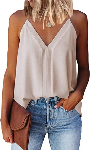 Miduo V-Neck Strappy Tank Blouse