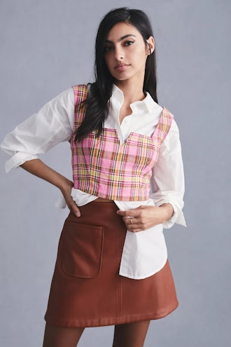 Maeve Structured Plaid Corset Top