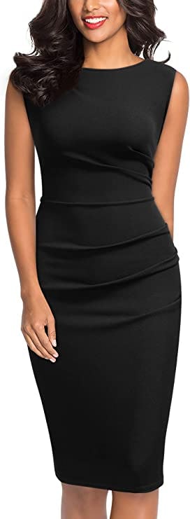 With its slim-fitting and straight-across silhouette, this Miusol pencil dress makes a good alternat&hellip;