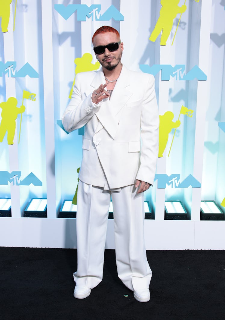 J Balvin attends the 2022 MTV VMAs at Prudential Center on August 28, 2022 in Newark, New Jersey. 