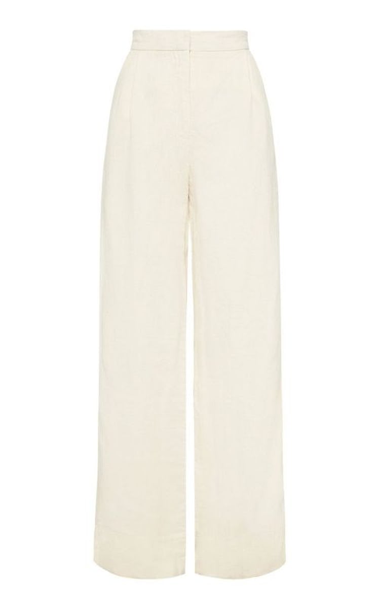 St. Agni ivory linen pleated trousers