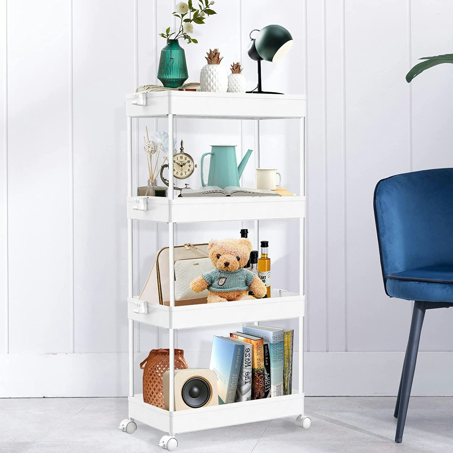 SPACEKEEPER 4-Tier Mobile Storage Cart