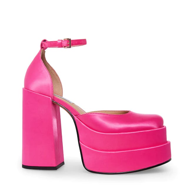 barbiecore pink satin platform shoes