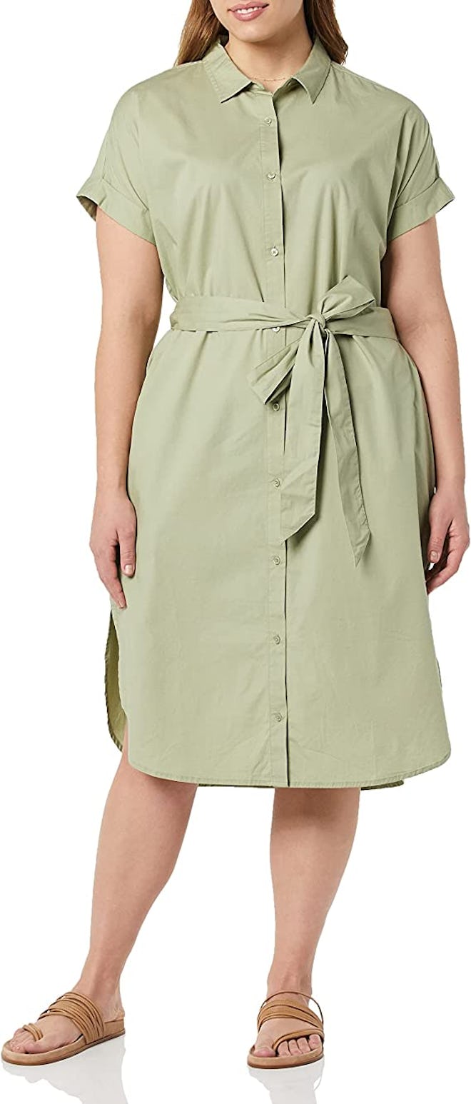 Amazon Essentials Short Sleeve Button Front Belted Dress