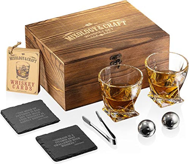Mixology & Craft Mixology Glass & Whiskey Stones Set