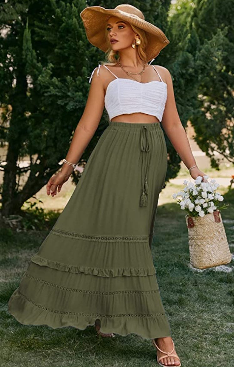 BerryGo Boho Floral Wrap Maxi Skirt