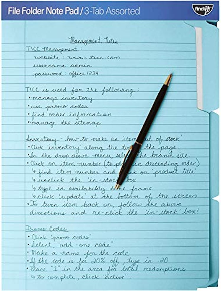 Find It File Folder Notepad - Pack of 12 - 9.5 x 12.5 Inch Notebook Organizer Folders for Filing, Do...