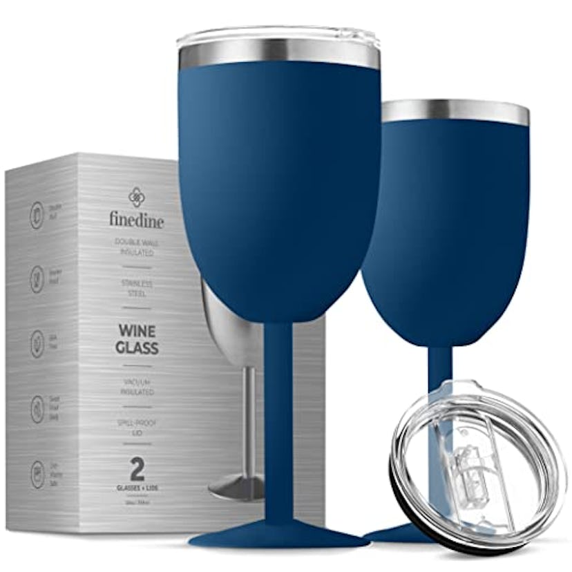 FineDine Unbreakable Stainless Steel Wine Glasses (Set Of 2)