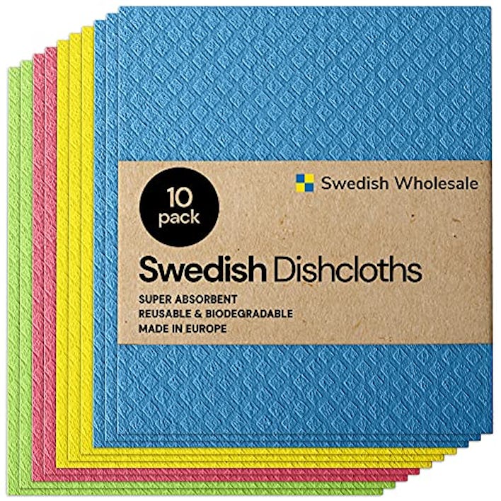 Swedish Wholesale Swedish Dish Cloths - Pack of 10, Reusable, Absorbent Hand Towels for Kitchen, Bat...