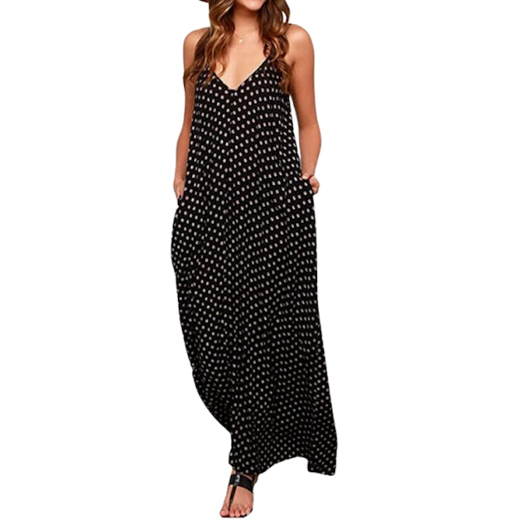 LILBETTER V-Neck Polka Dot Maxi Dress