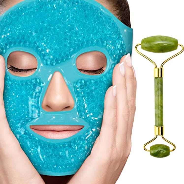 Perfecore Cooling Ice Face Mask Gel Pack With Jade Roller