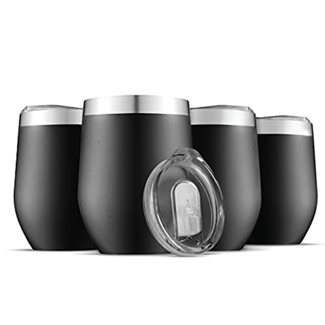 FineDine Triple Insulated Wine Tumbler With Lid (4 Pack)
