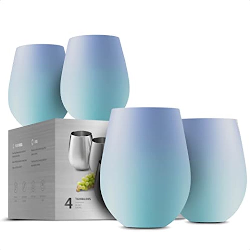 FineDine Stainless Steel Unbreakable Wine Glasses (4-Pack)
