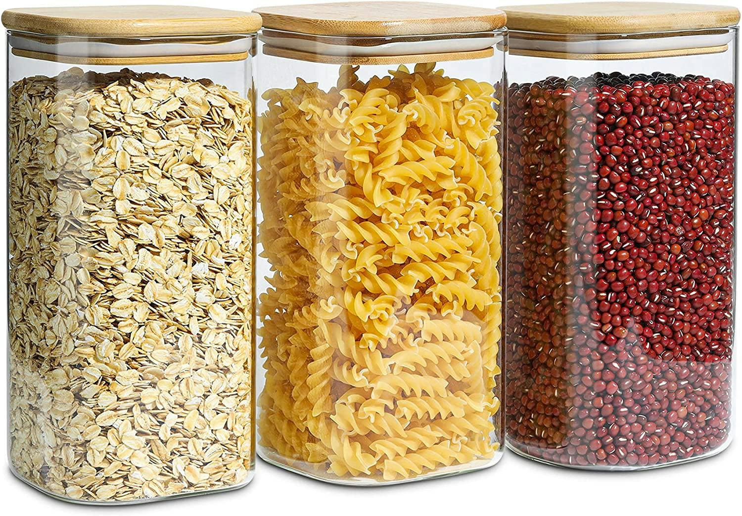 KTMAMA Airtight Glass Food Storage Canisters (Set of 3)