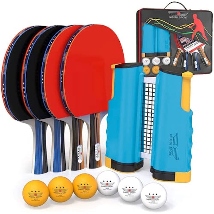 NIBIRU SPORT Ping Pong Paddles Set - Professional Table Tennis Rackets and Balls, Retractable Net wi...