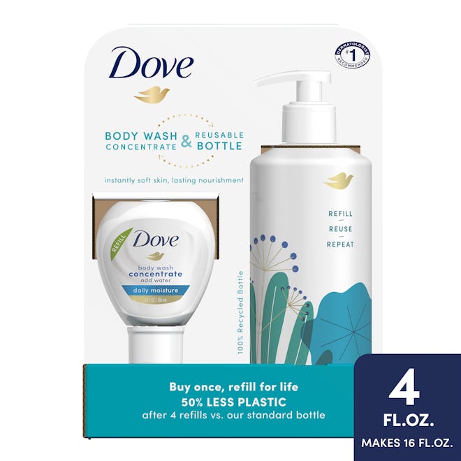 Dove Beauty Daily Moisture Body Wash Refill Concentrate & Reusable Bottle