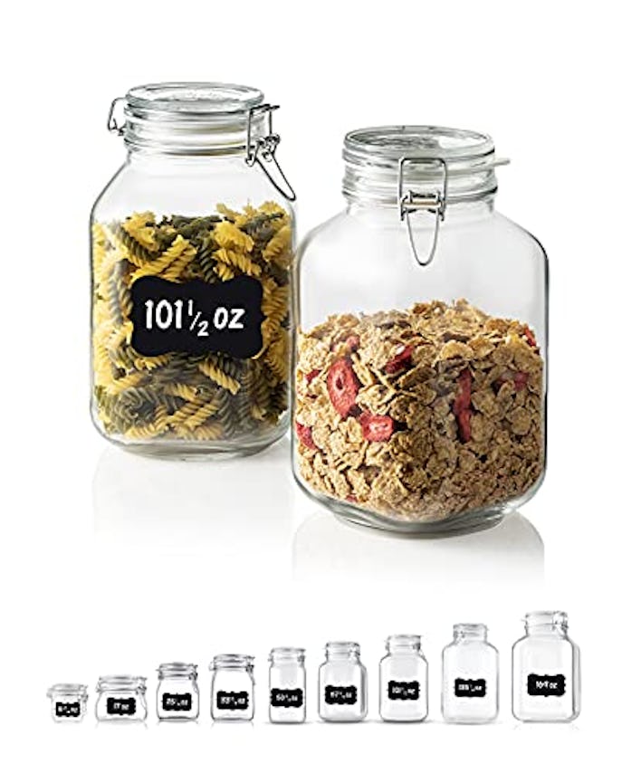 Bormioli Rocco Glass Fido Jars - 101½ Ounce (3 Liter) with hermetically Sealed hinged Airtight lid f...