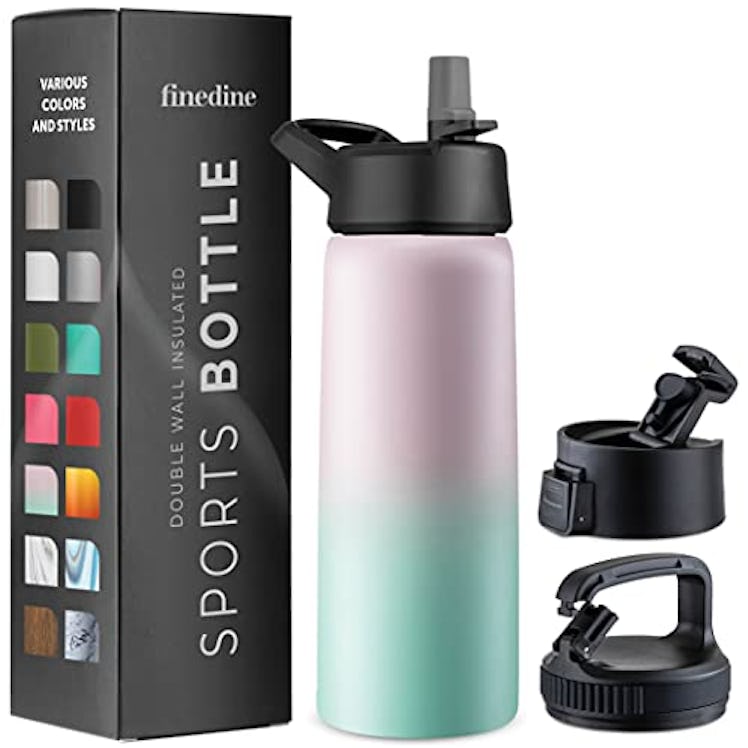 FineDine Triple-Insulated Stainless Steel Water Bottle with Straw Lid