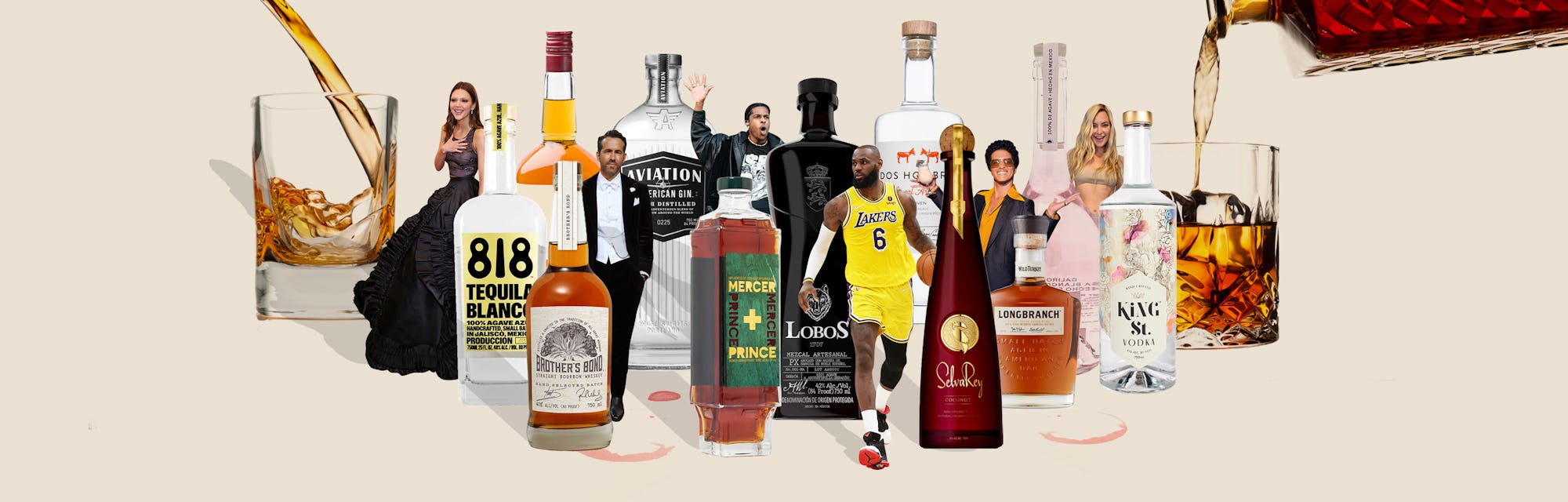 A lot of celebrity liquor brand bottles