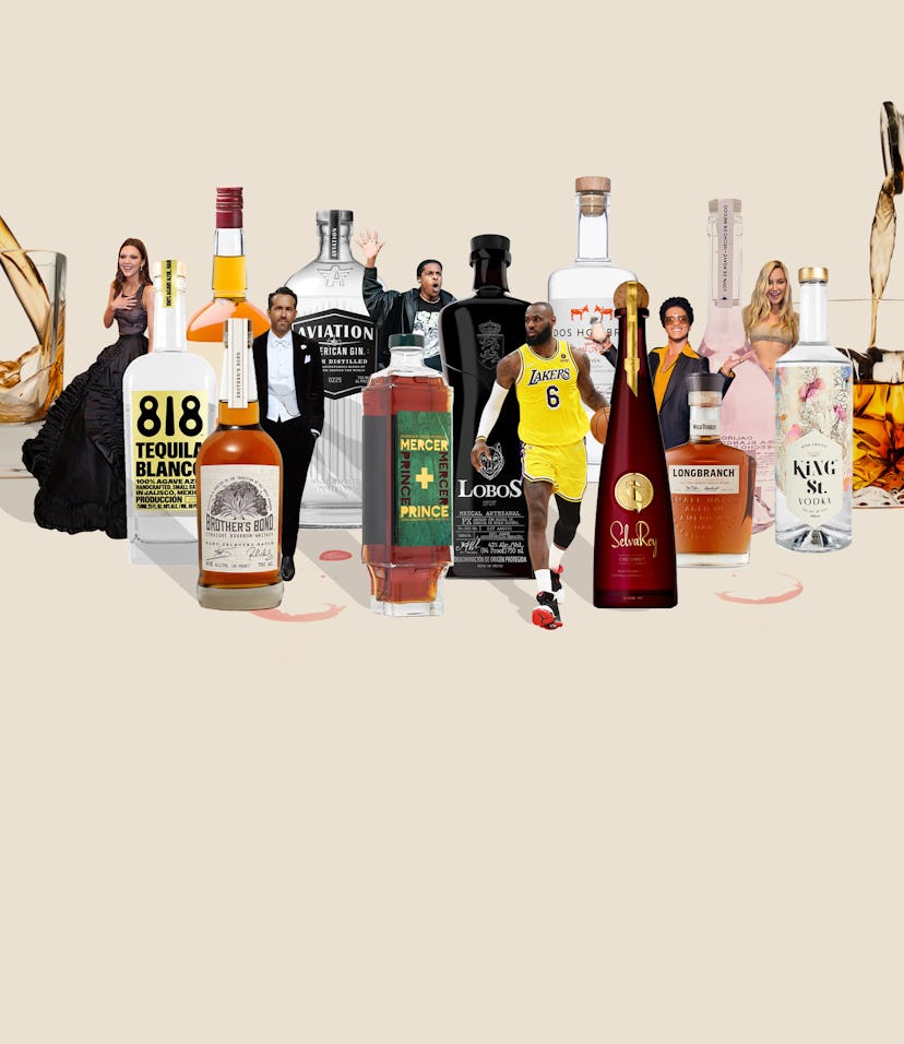 A lot of celebrity liquor brand bottles