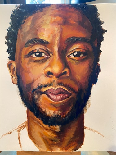 Chadwick Boseman painting by Gugu Mbatha-Raw