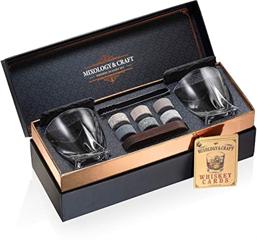 Mixology & Craft Whiskey Stones & Glass Set