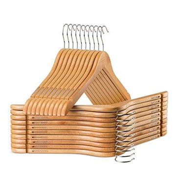 ZOBER  Wooden Shirt Hangers with Rubber Grips (20 Pack)