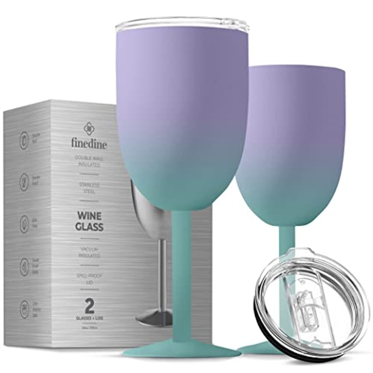 FineDine Stainless Steel Wine Glasses (2-Pack)