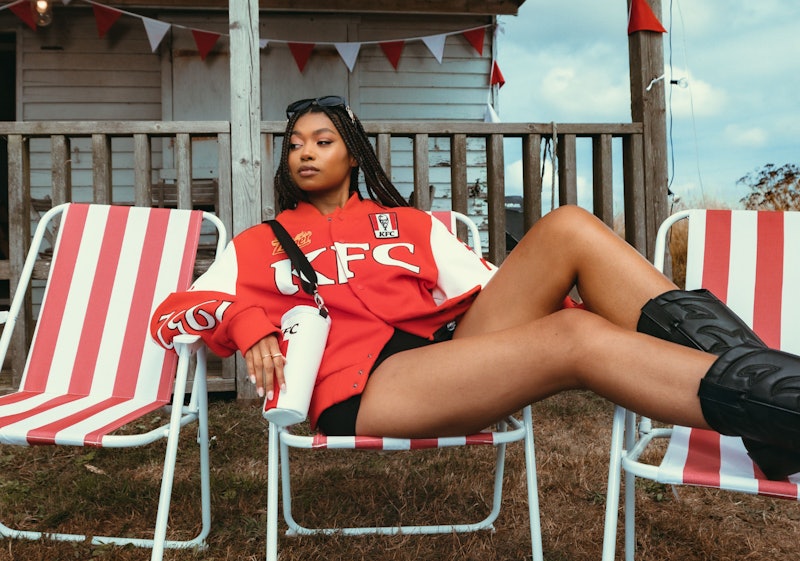 Model wearing the KFC x HYPE collaboration