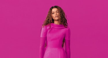 Zendaya wearing bright pink in a Valentino Pink PP campaign
