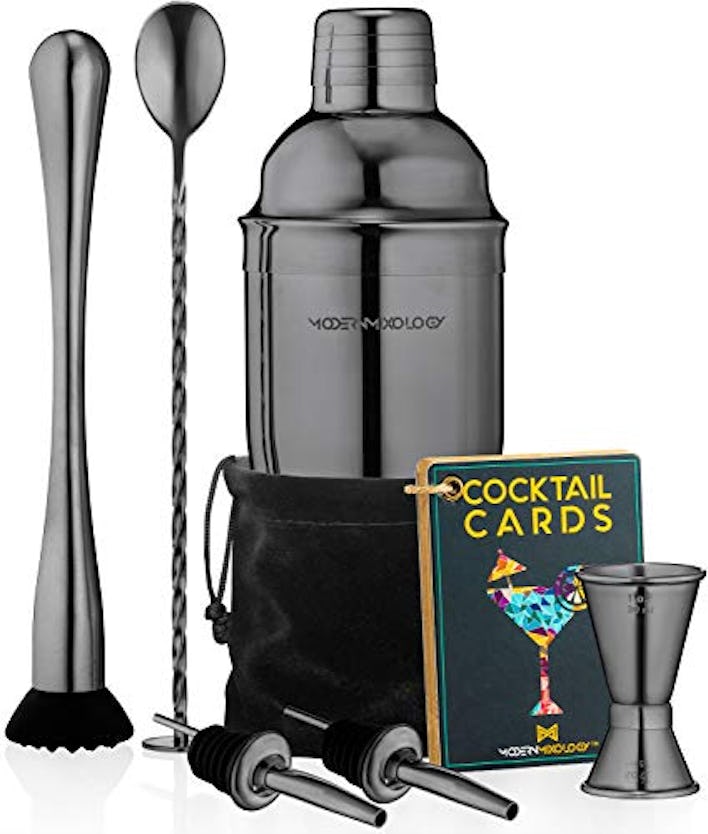 Mixology Cocktail Shaker Set Drink Mixer, 8-Piece Portable Bartender Kit with 24oz Martini Shaker Ba...