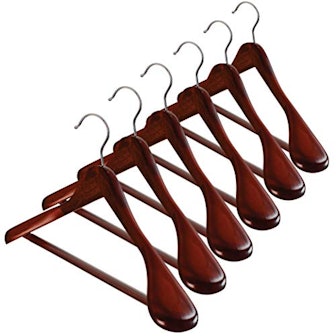 Zober Wide-Shoulder Wooden Hangers (6-Pack)