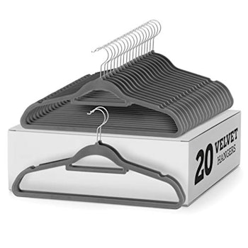ZOBER Premium Velvet Hangers with Tie Bar (20-Pack)