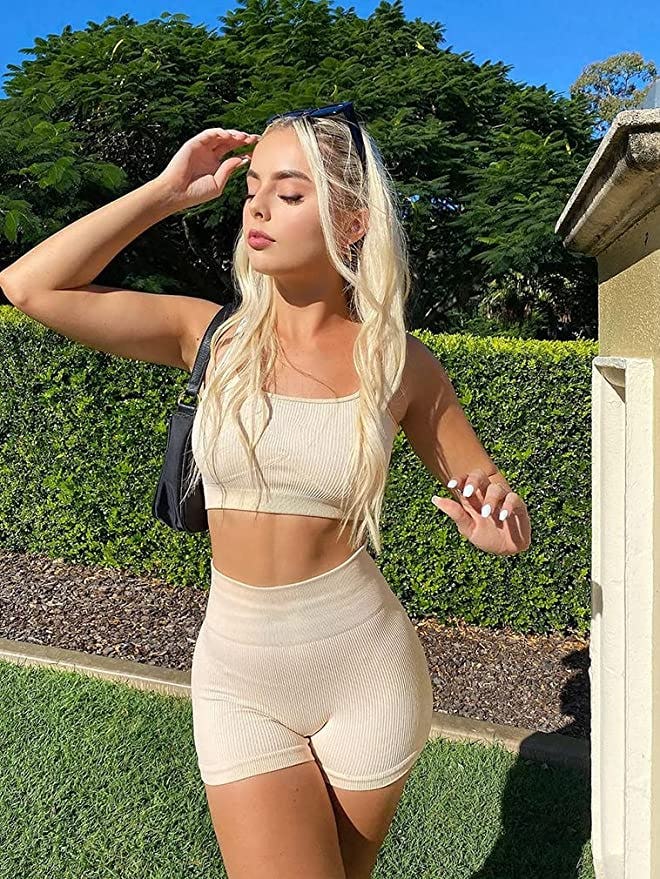 OQQ Ribbed Workout Outfit (2-Piece)