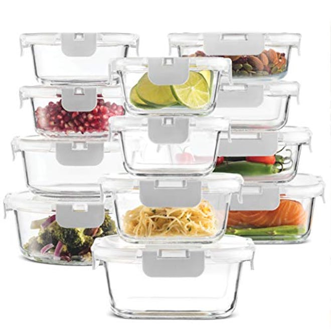 FineDine Superior Glass Food Storage Containers Set (Set of 12)