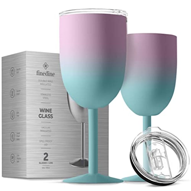 FineDine Premium Stainless Steel Wine Glasses (Set of 2)