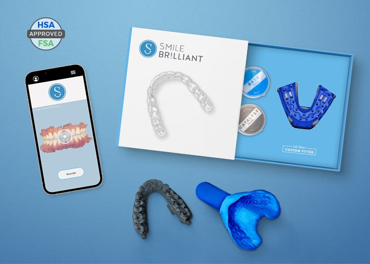 Smile Brilliant gives you all the supplies you need to get professional teeth whitening at home.