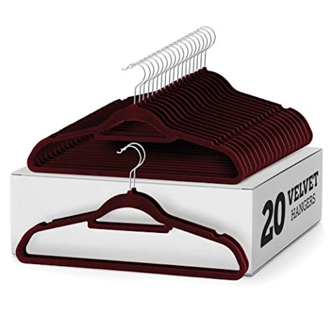 ZOBER Velvet Hangers with Tie Bar (20-Pack)