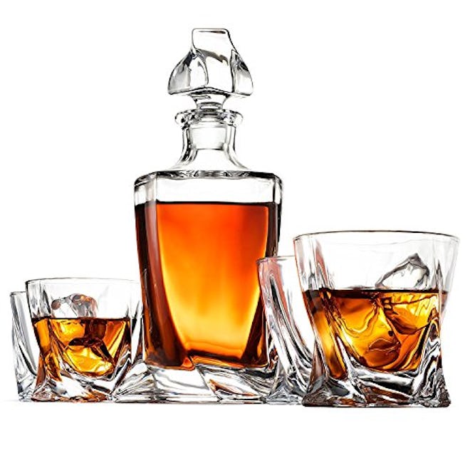 FineDine Whiskey Decanter and Glass Set (5 Piece)