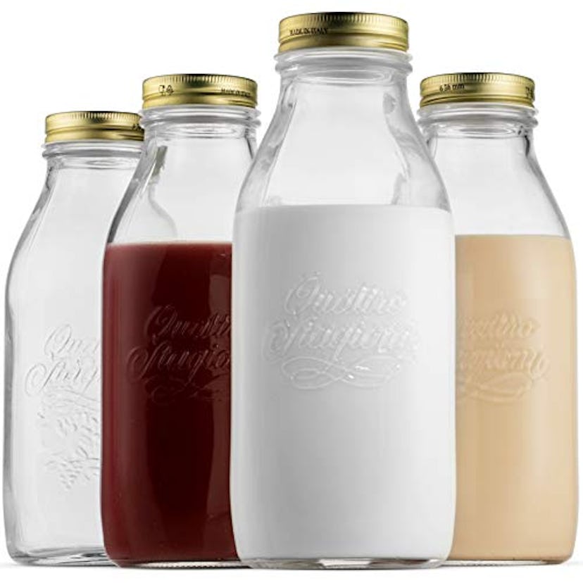 Bormioli Rocco Quattro Stagioni Glass Milk Bottles (4-Pack)
