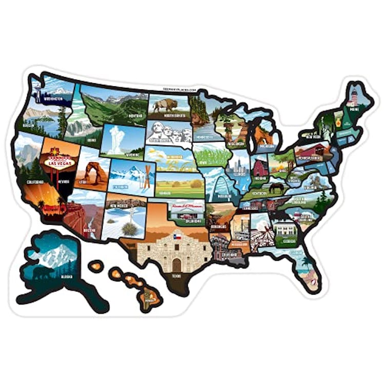 See Many Places RV State Sticker Travel Map 