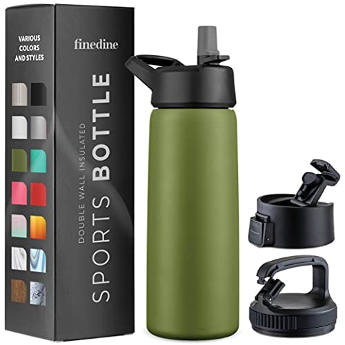 FineDine Insulated Water Bottles with Straw
