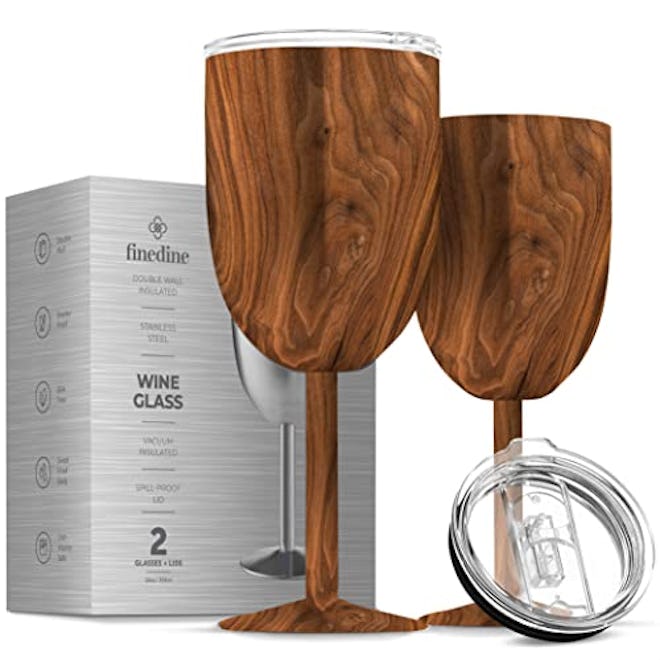 FineDine Stainless Steel Wine Glasses (Set of 2)