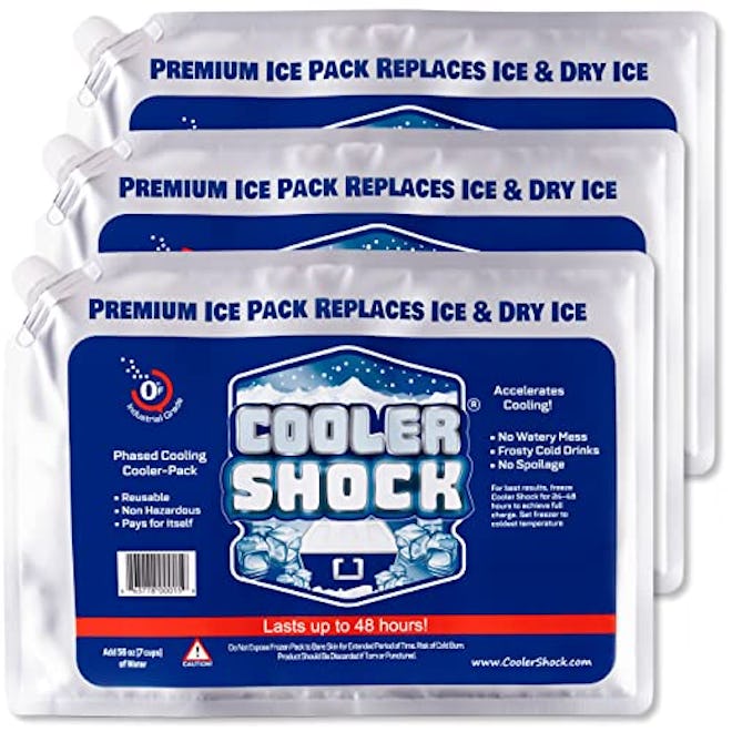 Cooler Shock Reusable Ice Packs for Cooler (Set of 3)