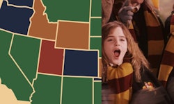 Emma Watson as Hermione Granger in 'Harry Potter,' and a map of the United States.
