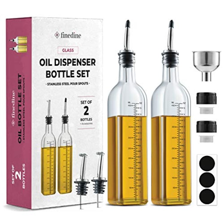 FineDine Glass Oil Bottle Set (7 Pieces)