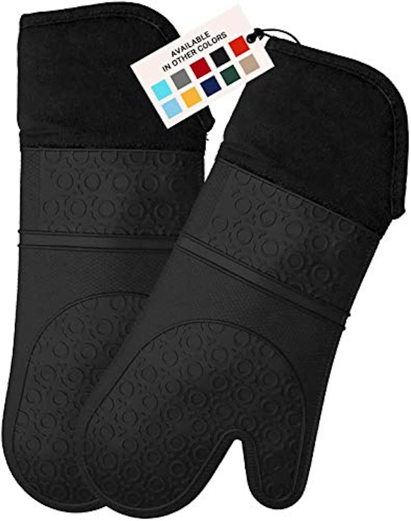 HOMWE Extra Long Professional Silicone Oven Mitt (1 Pair)